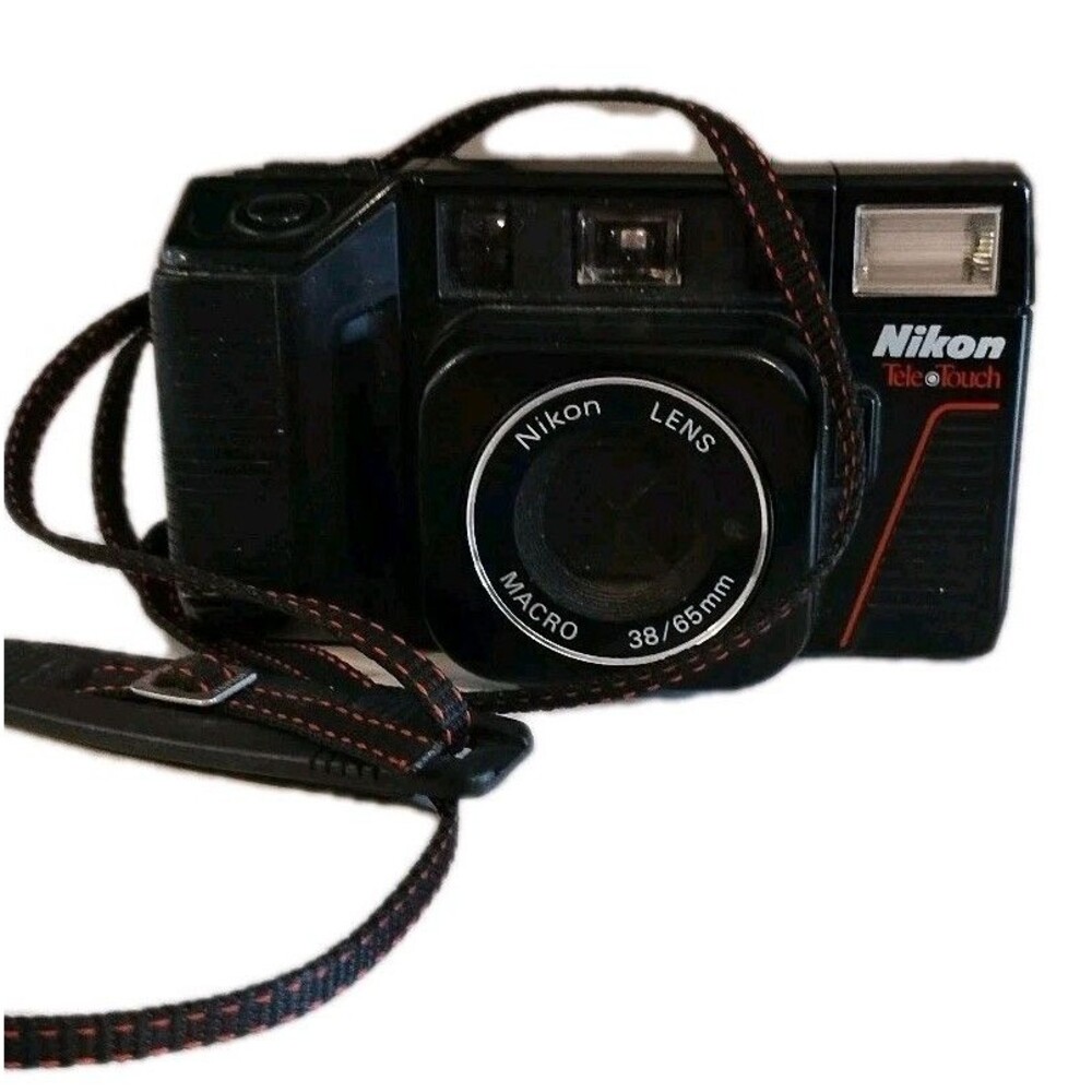 Vintage Nikon Tele Touch  Macro AF Point & Shoot Film Camera Black